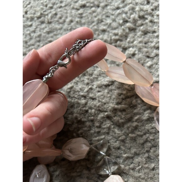 Blush Pink 2 Layer Statement Chunky Necklace Jewelry Women’s Office Casual - Picture 4 of 6